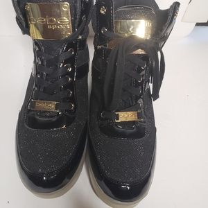 Bebe Krysten Black LED sparkle high tops size 9.5